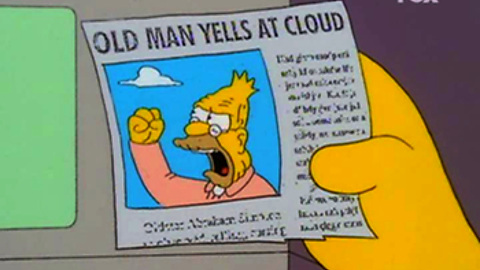 grandpa simpson old man yells at cloud newspaper